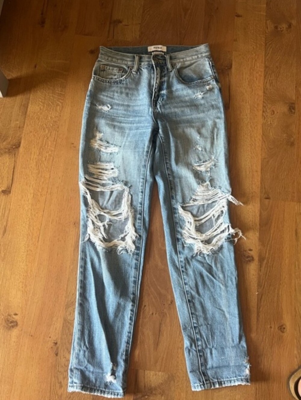pistola Light Blue Distressed Straight Leg Jeans